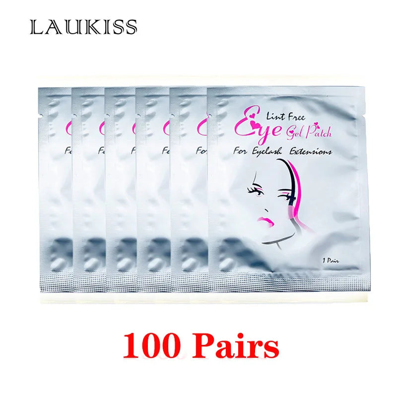 25/50/100 pares de parches para extensión de pestañas LAUKISS – Almohadillas sin pelusa debajo de los ojos para construcción de pestañas, pestañas postizas y aplicación de belleza