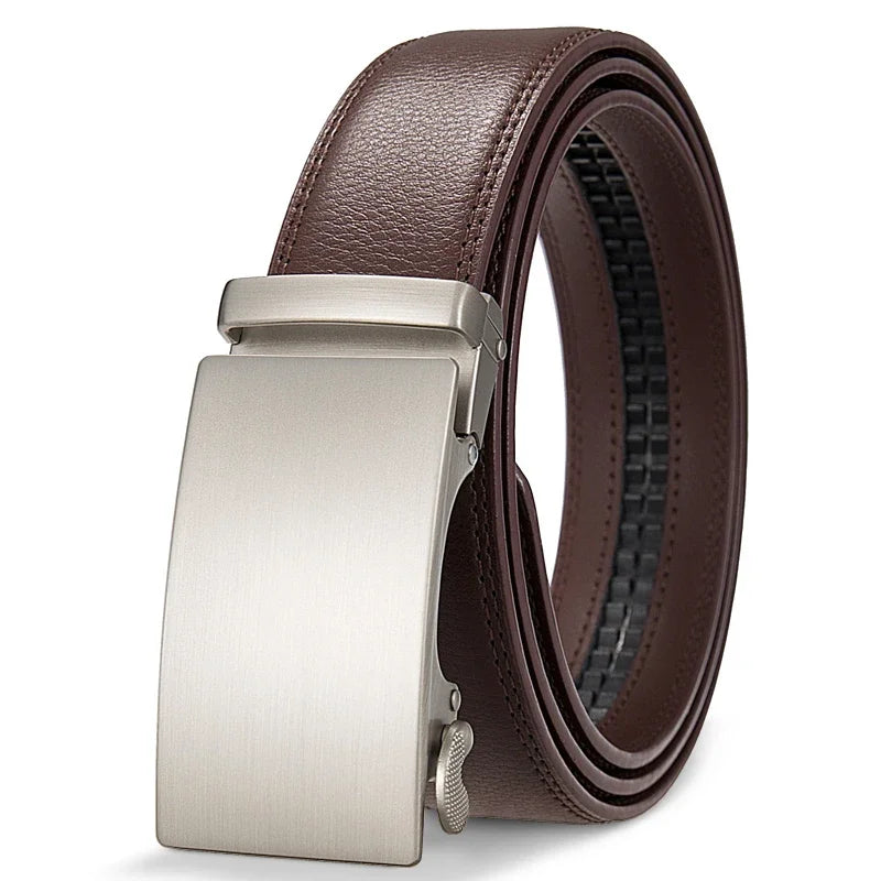 Men's 3.5cm Alloy Automatic Buckle Belt – Durable PU Leather Waist Belt, High-End Fashion Business Strap for Casual & Formal Wear