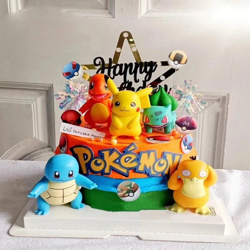 13pcs Pokémon Cake Topper Set – Pikachu Anime Figure Birthday Cake Decorations for Kids Party Supplies & Boy Gifts