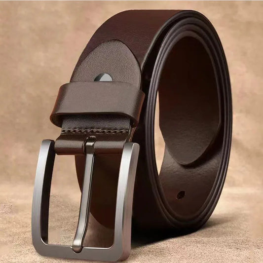 Cinturón de negocios de cuero de PU para hombre, con hebilla de aleación ajustable, para vaqueros y pantalones de vestir