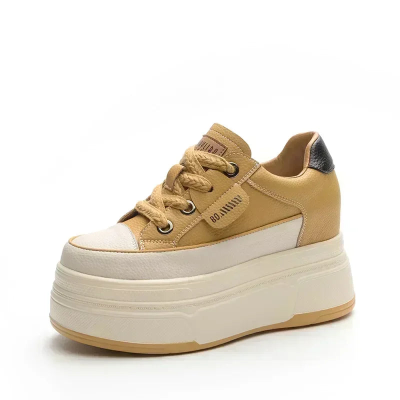 Zapatillas deportivas de mujer con cuña oculta, plataforma de 9 cm, calzado grueso cómodo e informal para caminar