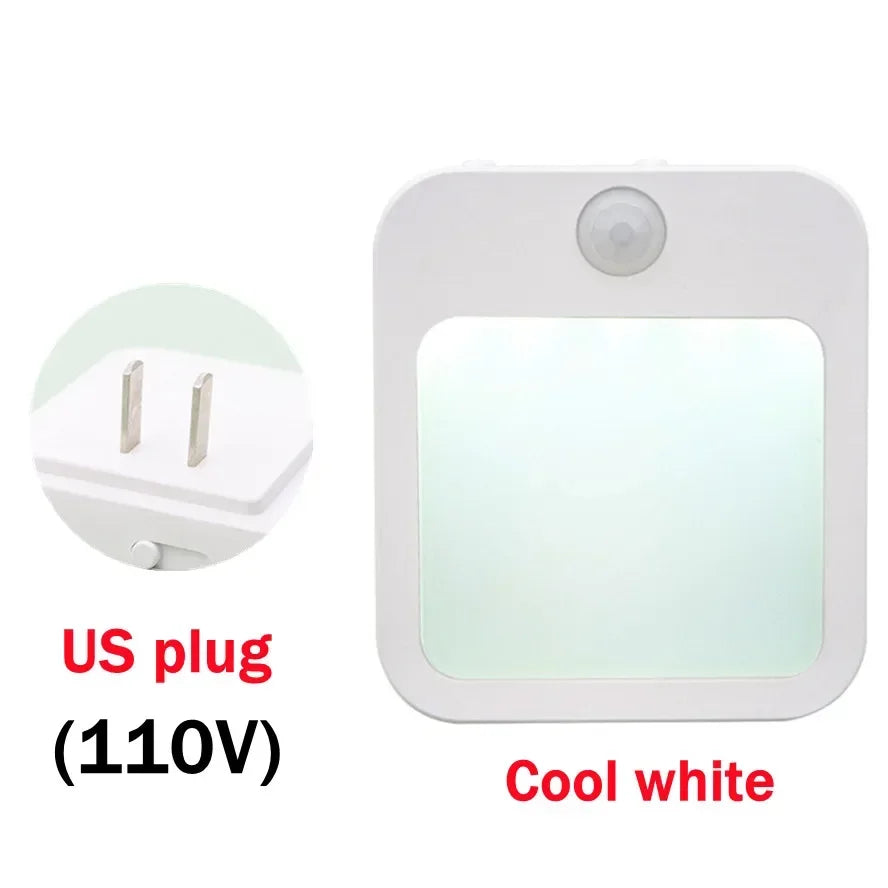 Motion Sensor LED Night Light – Dimmable EU Plug-In Cabinet & Bedside Lamp for Bedroom, Baby Room, Hallway & Bathroom