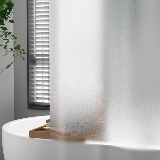 Cortina de ducha impermeable de PEVA – Cortina de baño translúcida con diseño de grano de seda para baño
