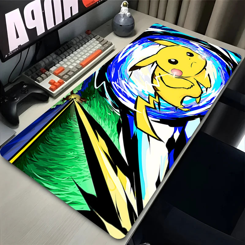 Alfombrilla de ratón Pokémon Pikachu – Alfombrilla de escritorio de goma con borde bloqueable para configuración de portátil y PC