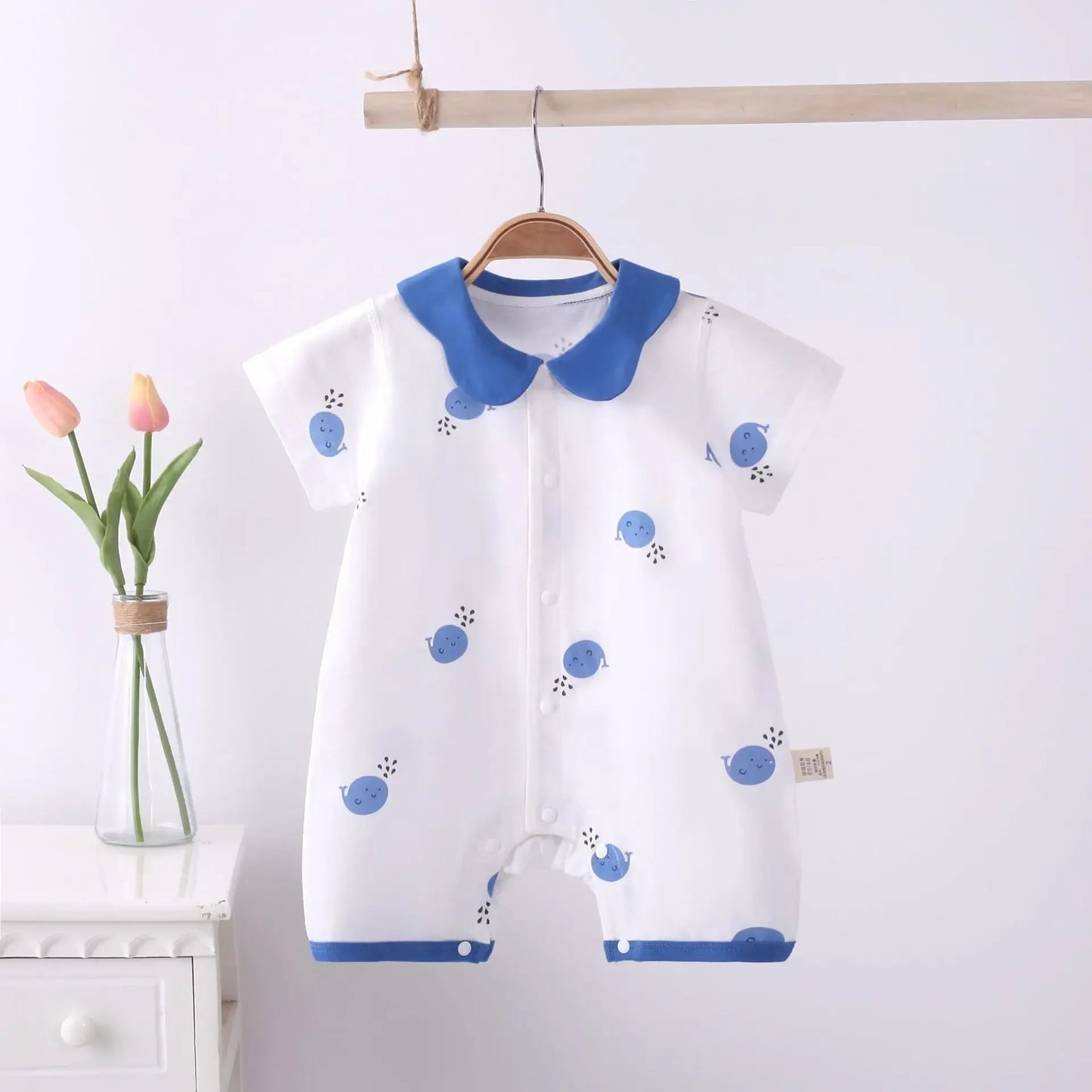 Grenouillère Bébé 100% Coton Manches Courtes Body Nouveau-né Combinaison d'Été pour Nourrissons