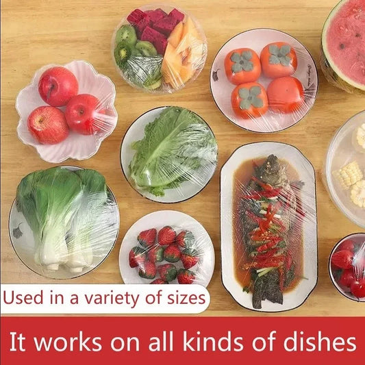 Cubiertas desechables coloridas para alimentos – Tapas elásticas de plástico aptas para alimentos, cubiertas elásticas para cuencos y bolsas para mantener frescos frutas, almacenamiento de alimentos, organización de cocina y protección contra el polvo