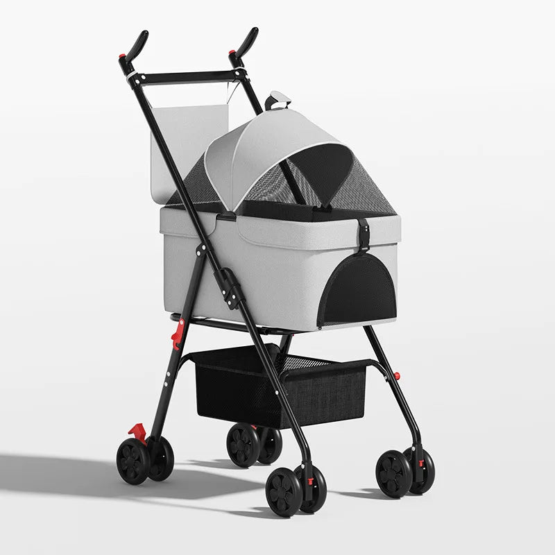 Poussette pliable pour animaux de compagnie 20 kg, poussette légère pour chiens et chats avec nacelle détachable pour les voyages en extérieur