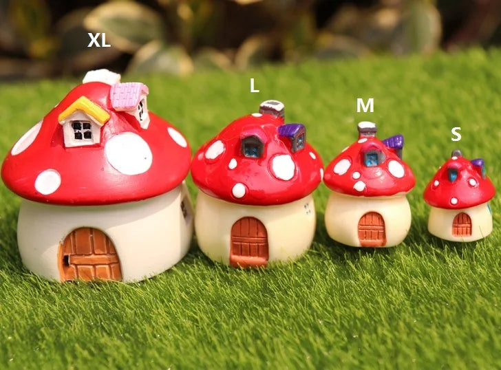 Adornos de hongos para jardín de hadas – Estatuillas de hongos en miniatura en 4 tamaños para macetas, escenas de casas de muñecas, decoración de jardín y manualidades
