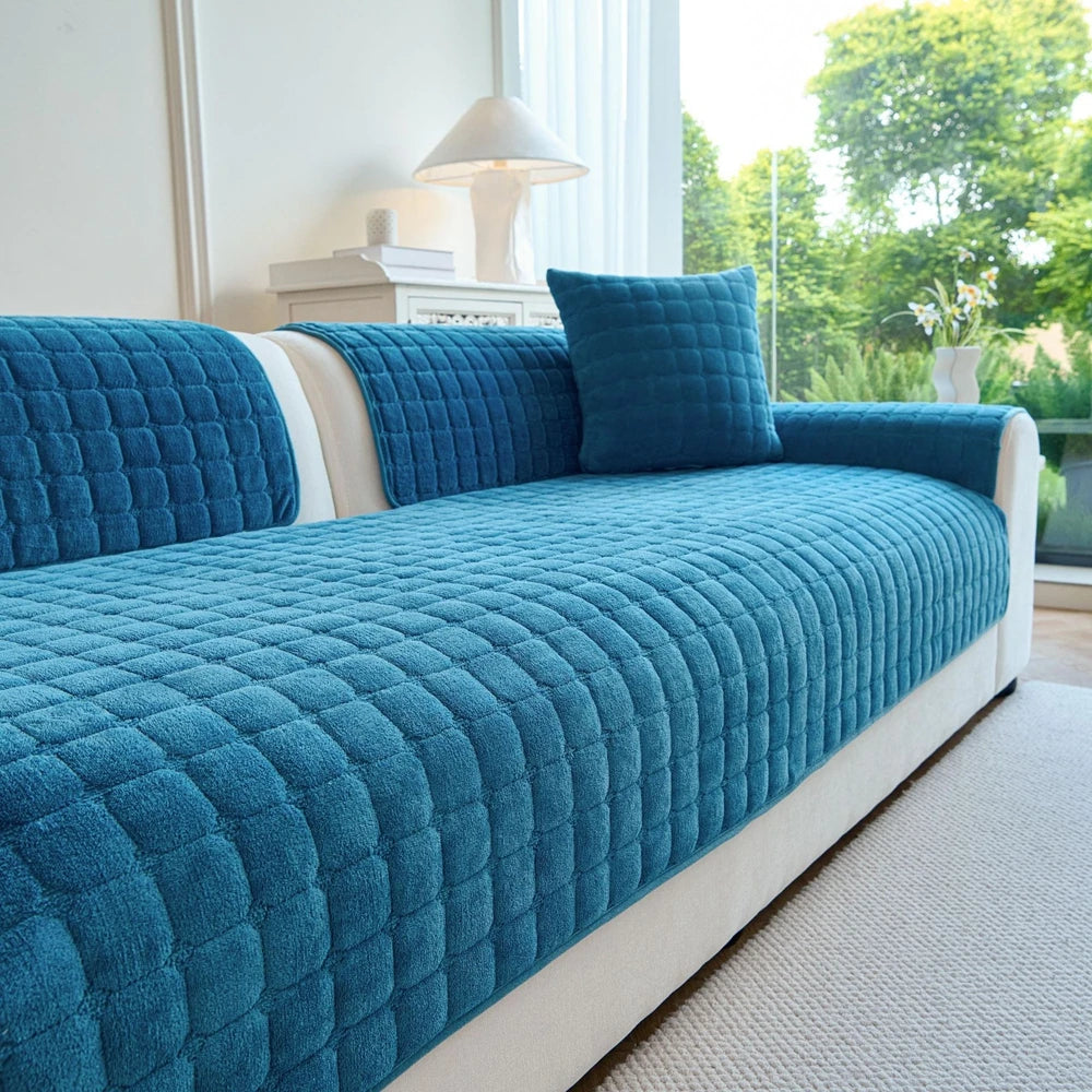 Housse de canapé antidérapante en flanelle douce – Protection matelassée pour canapé de salon, housse de coussin chaude 1 place