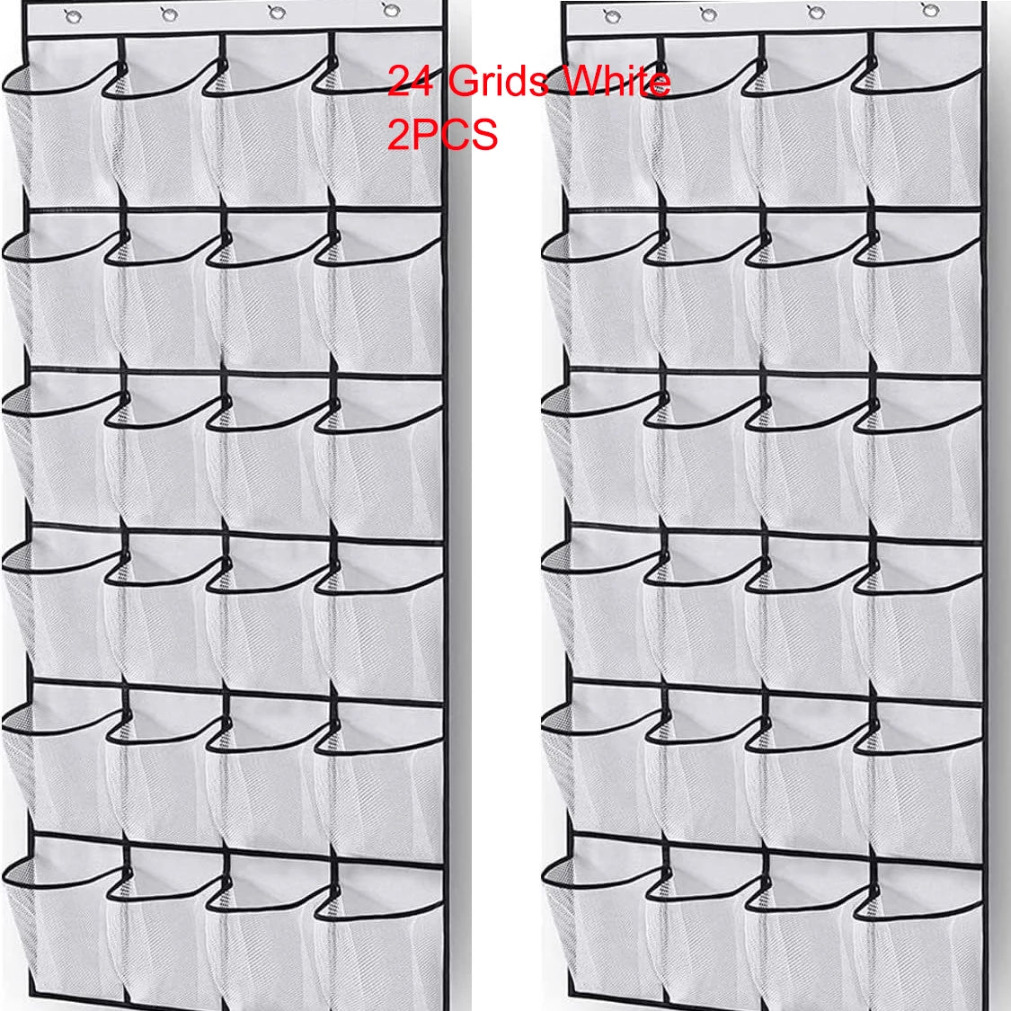 Over-the-Door Shoe Organizer - 12, 14 or 24 Pocket Hanging Shoe Storage with Large Mesh Pockets & 4 Hooks