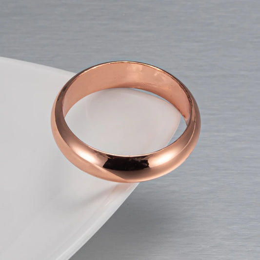 Anillo de 6 mm de cobre puro para hombres y mujeres - Anillo de banda ancha minimalista de alto pulido para dedos | Joyería unisex vintage