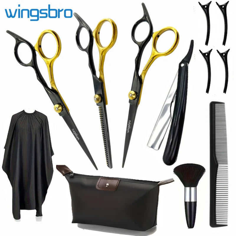 Professional Hair Cutting Scissors Set – Stainless Steel Barber & Salon Thinning Shears Kit for Home Hairdressing, Trimming & Styling
