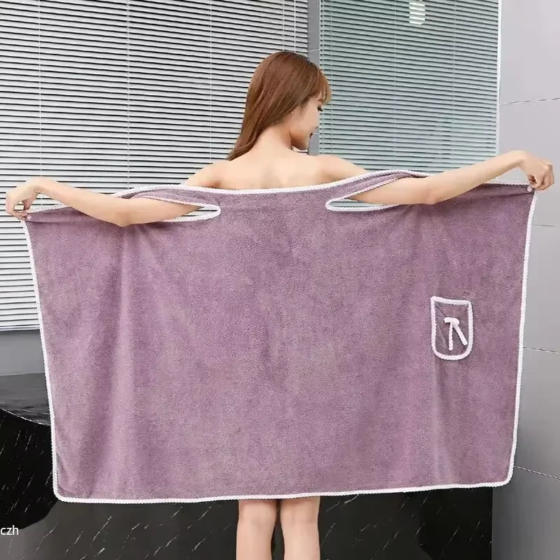 Women’s Wearable Bath Towel 85×140cm – Fast Drying Shower, Beach, Spa & Gym Bathrobe Wrap