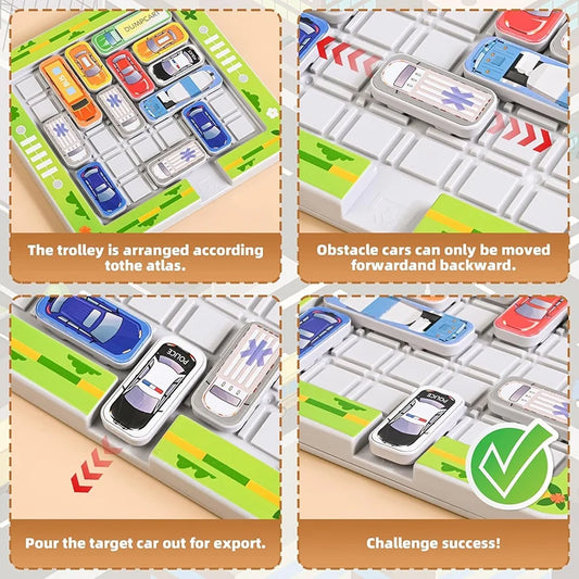 Juego de Laberinto de Estacionamiento para Niños – Juguete Educativo de Lógica con Vehículos Móviles, Tablero de Laberinto de Tráfico, Actividad de Entrenamiento de Concentración, Regalo de Aprendizaje Montessori para Niños