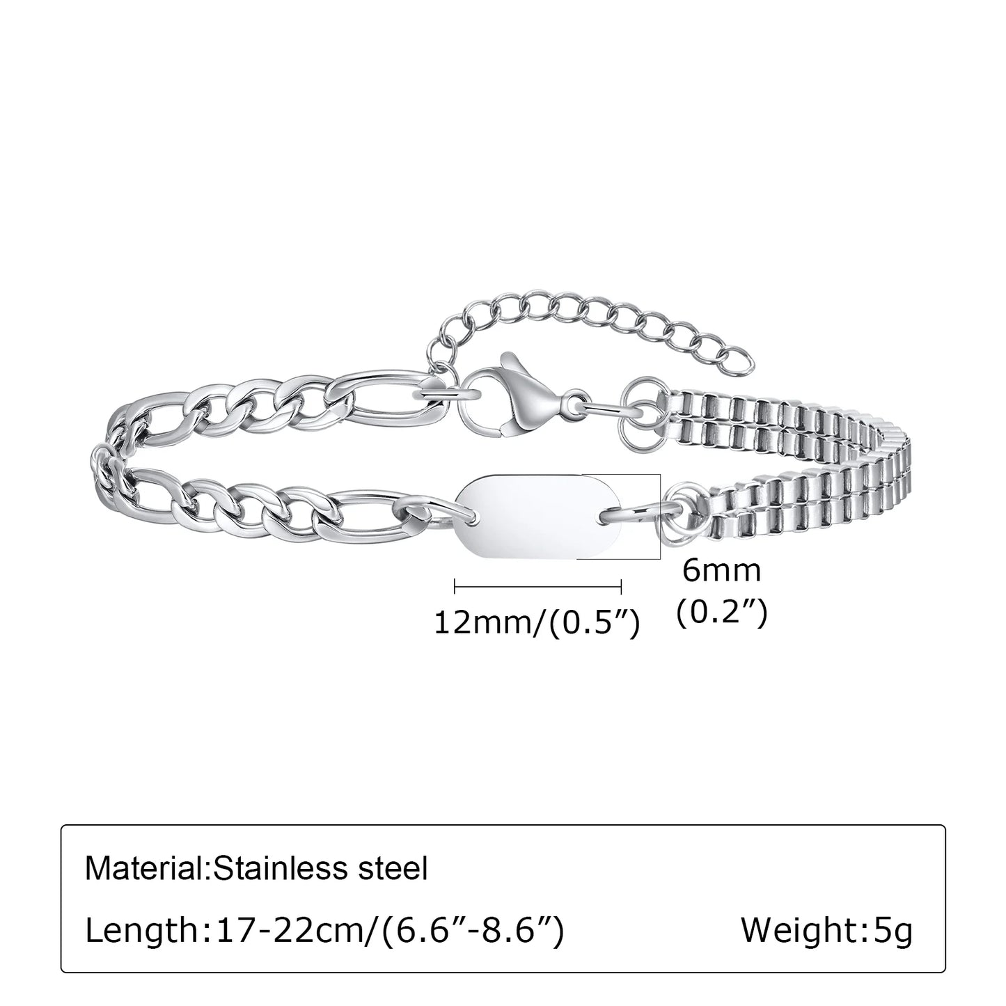 Punk Silver Chain Bracelet – Stainless Steel Braided Link Wristband for Men | Hip Hop Fashion Jewelry Gift for Him & Dad