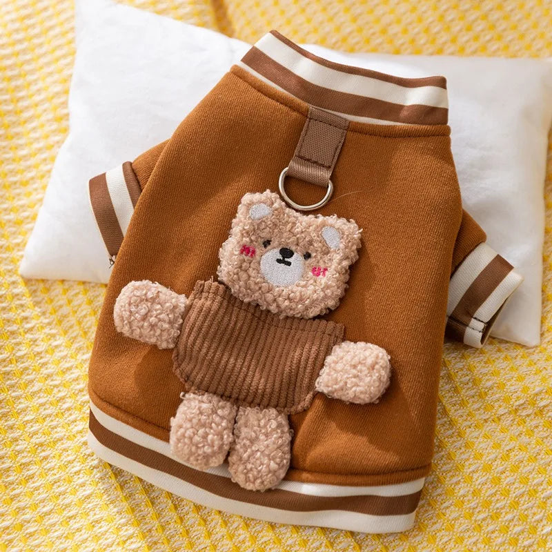 Autumn & Winter Cat & Dog Hoodie – Warm Fleece Animal Cosplay Overalls for Small Dogs, Yorkies & Kittens, Cute Halloween Pet Clothes