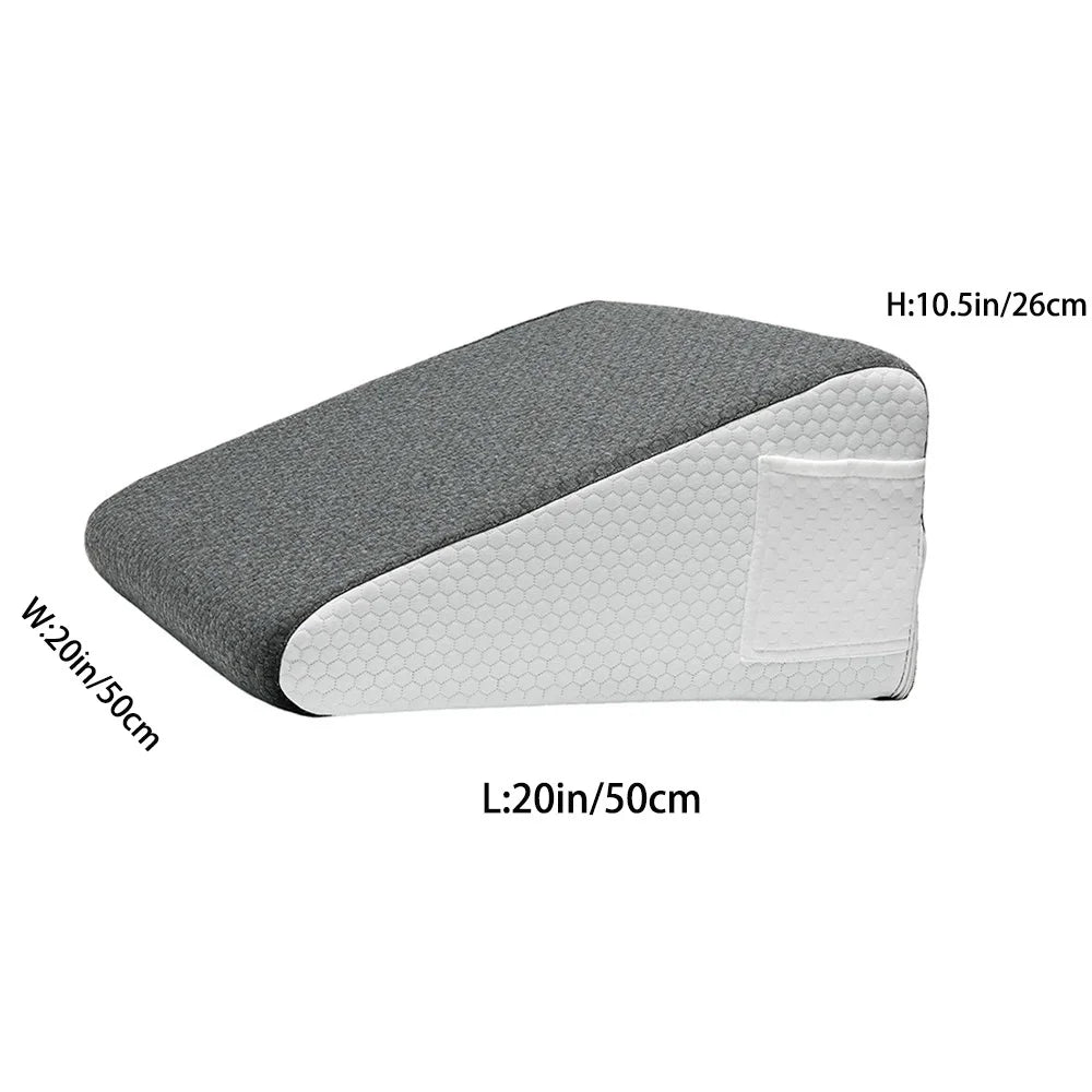 Almohada de cuña para cama – Almohada de soporte triangular de espuma viscoelástica, cojín ergonómico para posicionamiento corporal para elevación de piernas, comodidad al dormir, alivio de ronquidos y relajación en el dormitorio