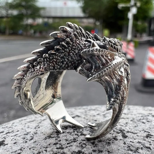 Anillo gótico de ala de dragón ajustable – Anillo abierto punk vintage de pterosaurio para hombres y mujeres | Regalo de joyería de fantasía
