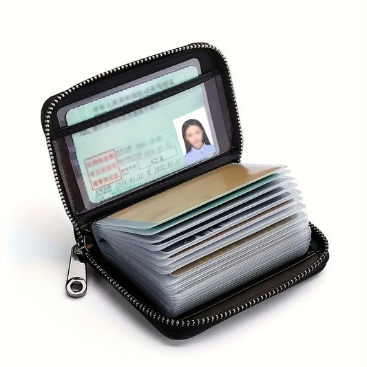 Billetera delgada con bloqueo RFID y bolsillo para monedas con cremallera, tarjetero minimalista para hombres y mujeres