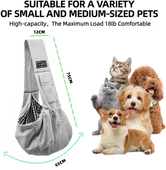 Bolsa Bandolera de Algodón para Mascotas, Cómoda Mochila Cruzada para Gatos y Perros Pequeños, Transportín de Viaje para Exteriores