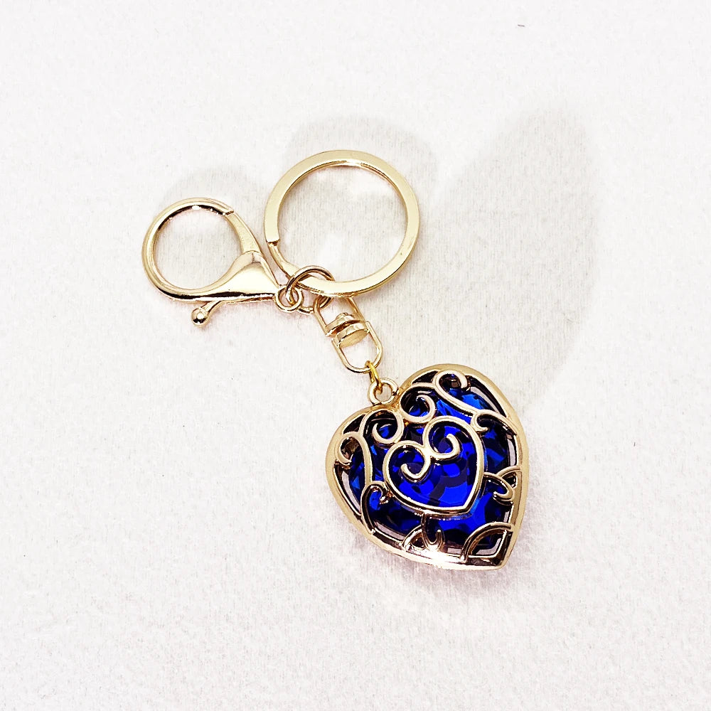 Zelda Heart Container Keychain – Skyward Sword Crystal Heart Pendant Keyring Jewelry Gift for Men & Women