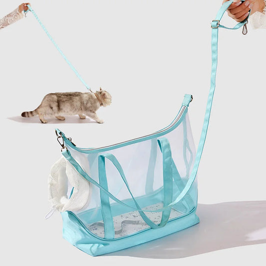 Mochila Transpirable para Gatos, Transportín Portátil para Mascotas Pequeñas, Perros Pequeños y Gatos, para Uso en Exteriores