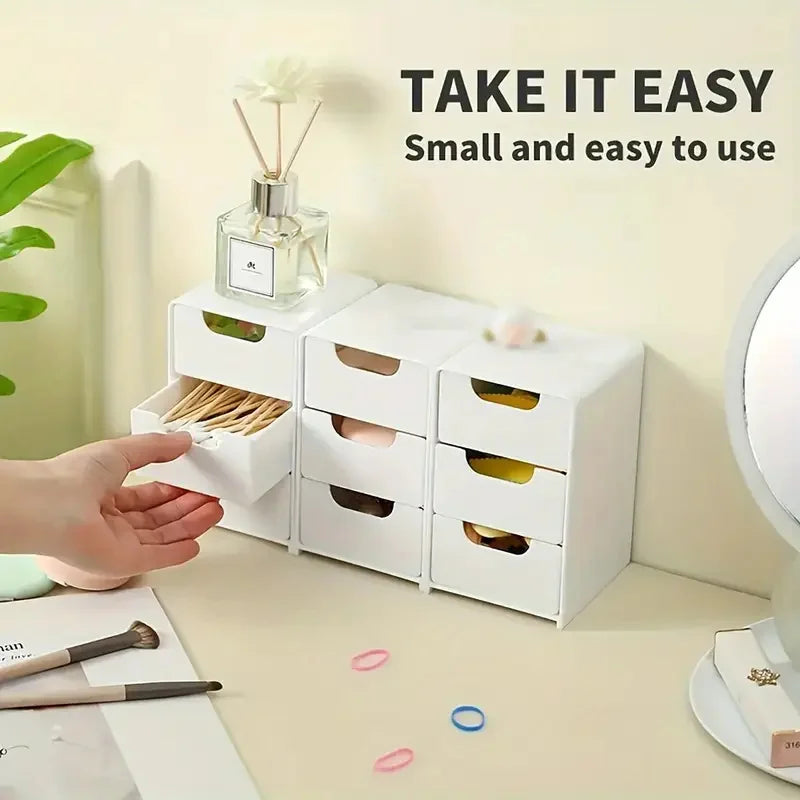 Organizador de almacenamiento de cosméticos de plástico de 3 niveles – Caja con cajones multifuncional para maquillaje, joyas, cuidado de la piel, material de oficina y organización de encimeras