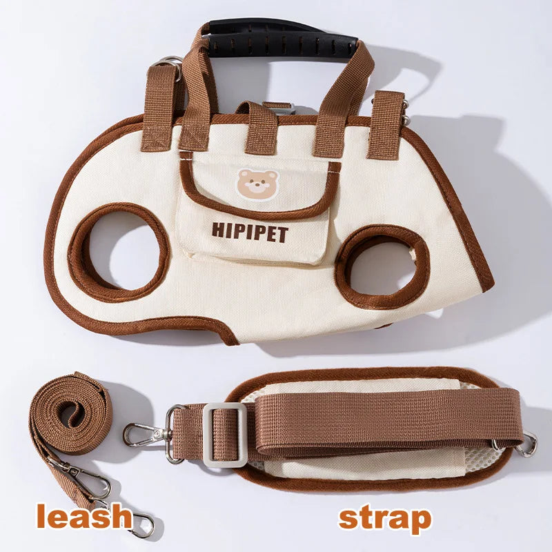 Sac à dos de transport mains libres pour chiens et chats, ajustable en maille respirante, avec harnais de levage