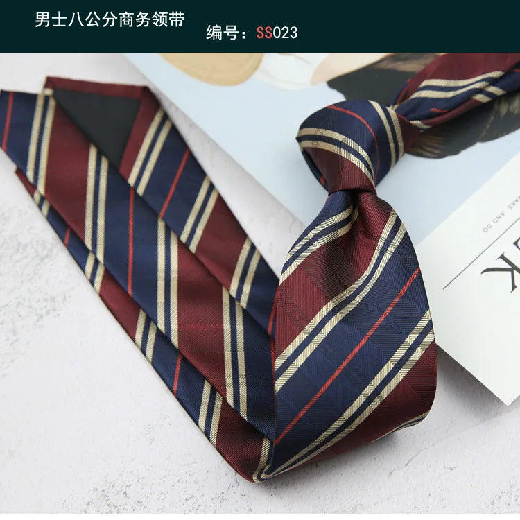 Corbata de hombre de 8 cm con rayas tejidas, formal de negocios para bodas, oficina y fiestas
