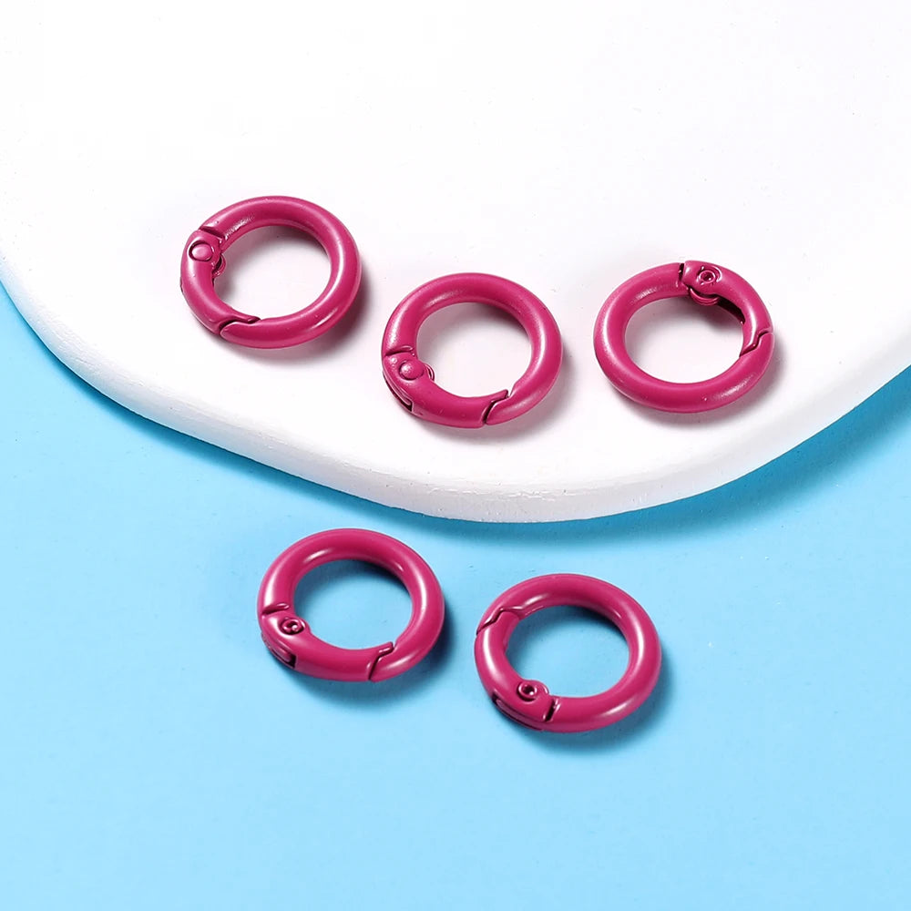 5-Piece Metal Spring O-Ring Carabiner Keychain Clips – Openable Round Buckle Connectors for DIY Keychains, Dog Chains & Jewelry Making