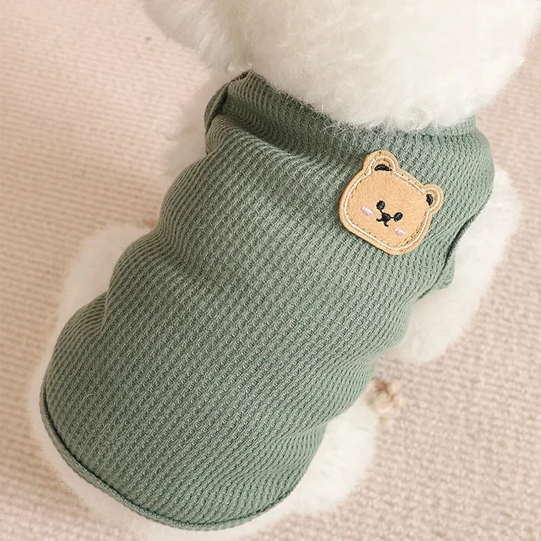 Summer Bear Dog Vest – Lightweight Breathable T-Shirt for Small Dogs, Cute Solid Pet Clothes for Chihuahuas, Pugs & Yorkies