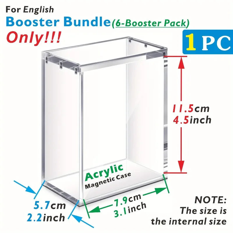 Acrylic Trading Card Storage Box – Magnetic Closure Stackable Case for Booster & Elite Trainer TCG Cards (1–2 Pack)