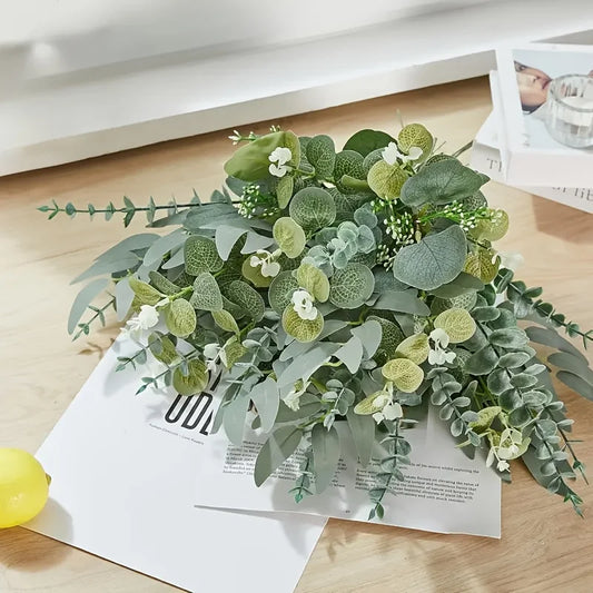 50/90 unidades de ramo de flores de eucalipto artificial – tallos mixtos de eucalipto plateado y sauce para arreglos florales de boda y decoración del hogar DIY