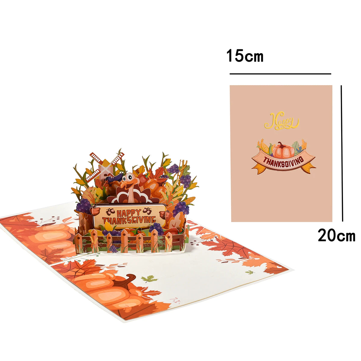 3D Pop-Up Thanksgiving Greeting Card – Thank You Card for Family, Friends, Appreciation & Holiday Wishes