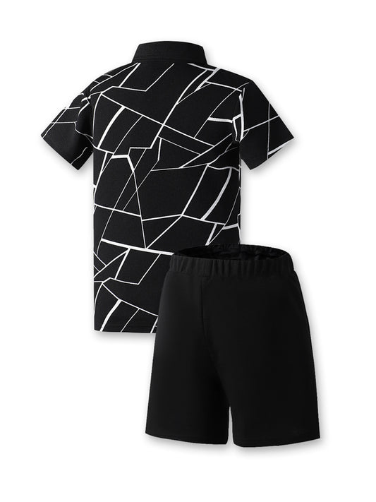Conjunto de verano de 2 piezas para chicos preadolescentes: camiseta gráfica blanca y pantalón corto casual