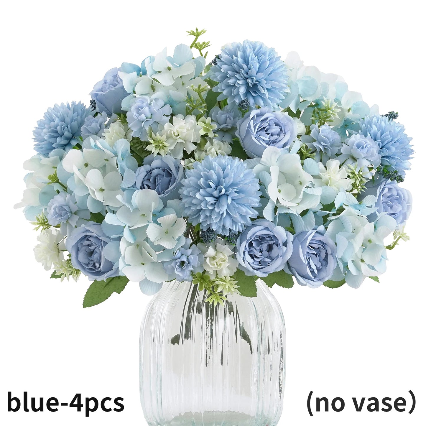 Ramo de flores artificiales realista – Arreglo floral sintético de peonía, crisantemo e hortensia con tallos, decoración reutilizable para el hogar, decoración para bodas y accesorios de fotografía