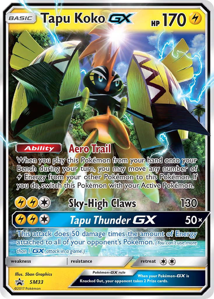 Tapu Koko GX #SM33 Promo Étoile Noire SM 2017 Quasi neuf