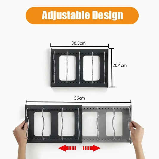 Organizador Expandible de Acero Inoxidable para Tapas de Olla, Almacenamiento de Gabinete de Cocina para Sartenes, Tablas de Cortar y Utensilios de Cocina