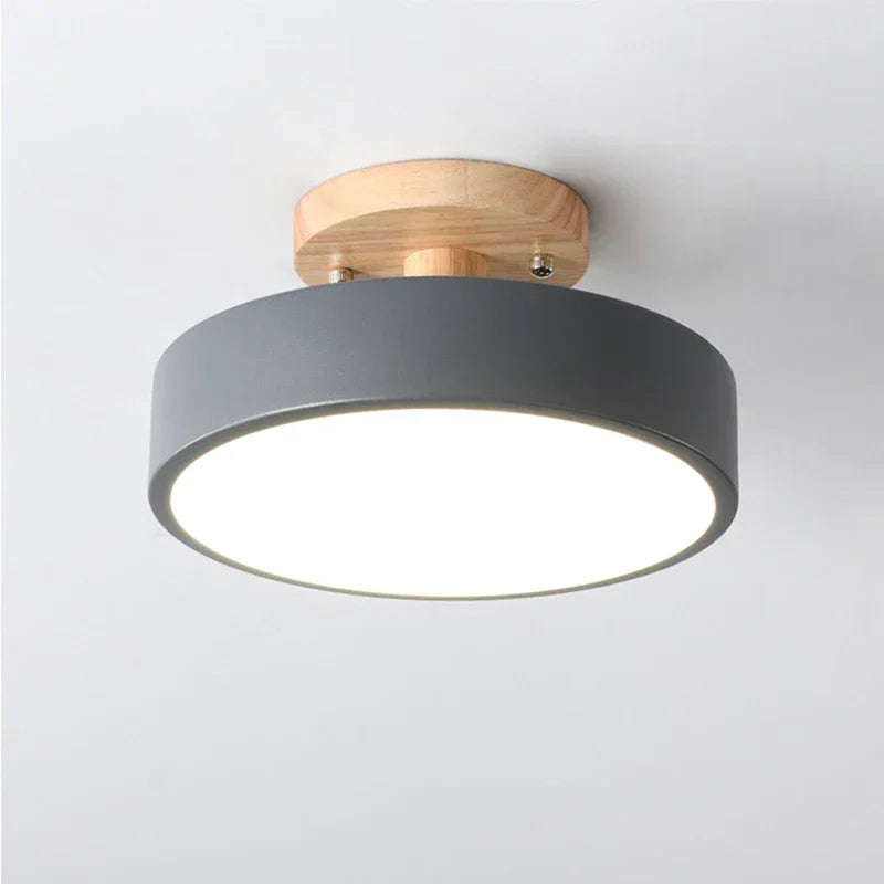 Lámpara de techo redonda de madera nórdica – Moderna lámpara de montaje empotrado para pasillo, dormitorio, baño, comedor y entrada