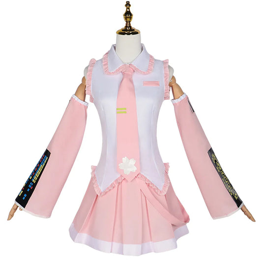 Traje de Cosplay Rosa – Versión Regular de Miku con Peluca (Traje Anime de Sakura Cerezo de Primavera para Niñas)