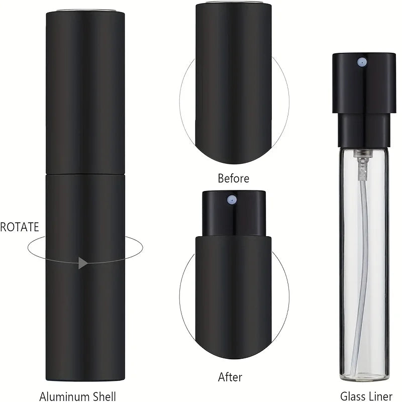 Vaporizador de perfume de viaje de 10ml – Botella atomizadora recargable mini para colonia, envase pulverizador de fragancia portátil para viajes, cosméticos y uso diario