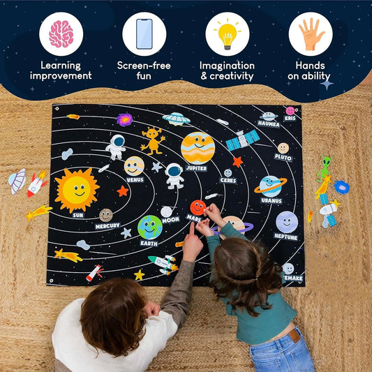 Montessori Solar System Felt Busy Board – Interactive Early Learning Storytelling Toy for Toddlers, Travel & Gifts