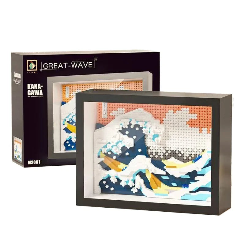 3D Diamond Building Block Art Set with Display Box – Van Gogh Sunflowers, The Starry Night & Great Wave Inspired Model, Kids' Gift