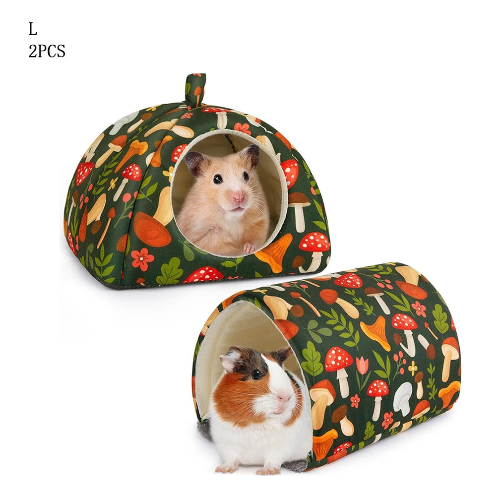 2PCS Washable Guinea Pig Hideout & Tunnel Set – Cozy Small Animal Toys and Cage Accessories for Guinea Pigs, Rabbits & Other Small Pets