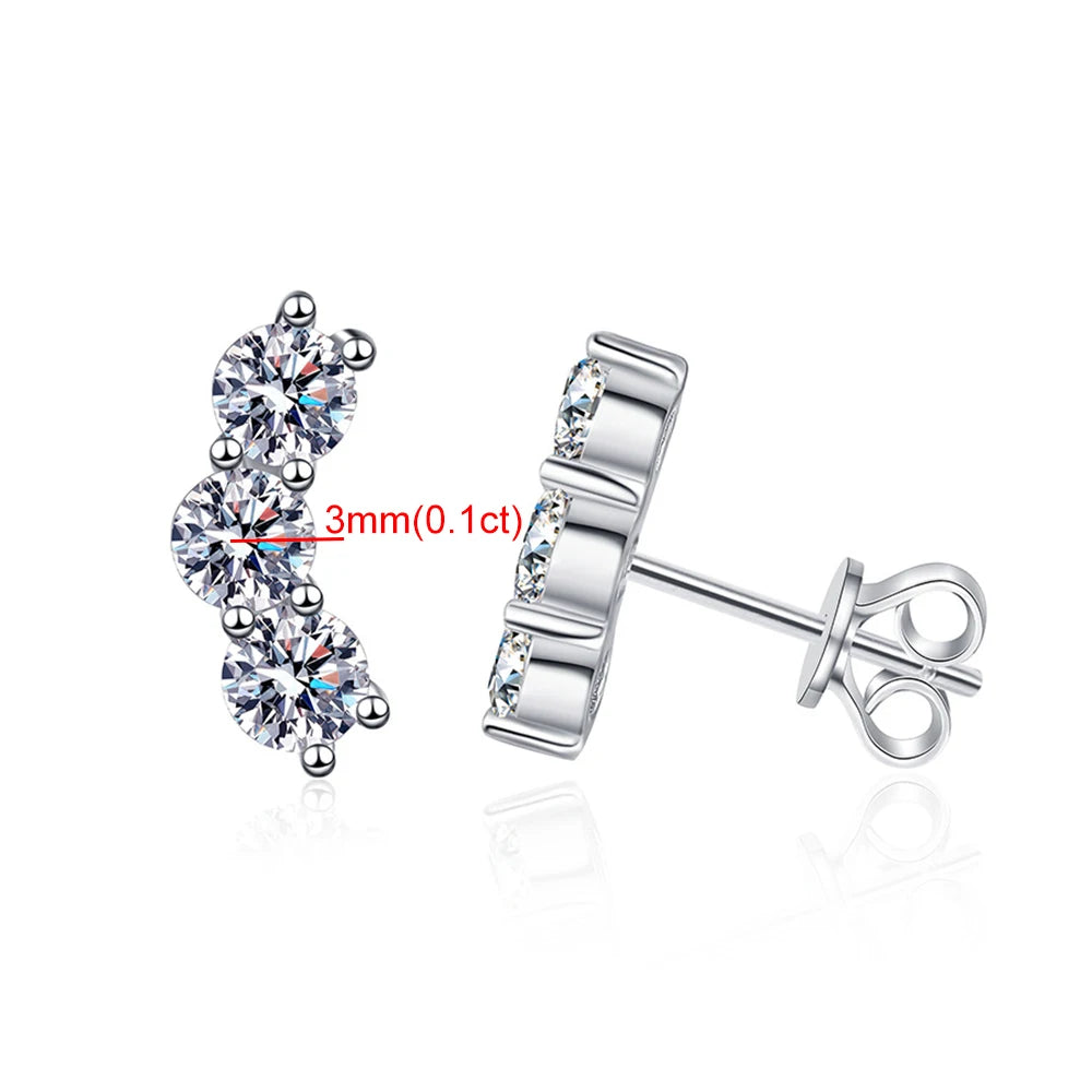 Pendientes de moissanita con diamantes color D auténticos, de plata de ley 925, certificados GRA, aretes de sonrisa, joyería para mujer