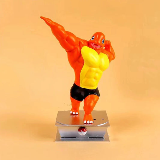 Figuras Pokémon de 18 cm – Figuras de acción de gimnasio, dibujos animados, fitness, músculos (Charmander, Bulbasaur, Squirtle), juguetes de figuras de modelo de anime.