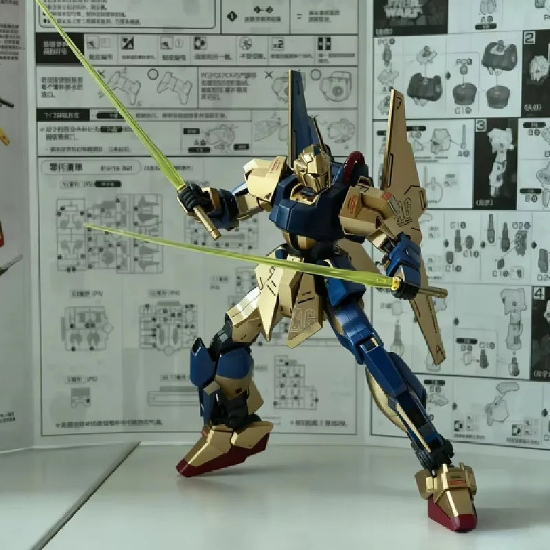HG 1/144 Hyaku Shiki Champagne Gold Model Kit – Spray-Painted Zeta Mobile Suit Assembly Model, Collectible Mecha Display Decor & Gift