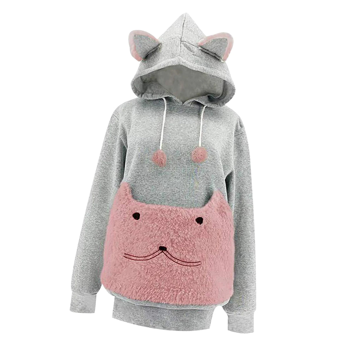 Pet Hoodie Sweatshirt with Large Front Pouch – Cozy Polar Fleece Pullover for Carrying Small Dogs & Cats, Loose Fit Puppy & Kitten Clothing