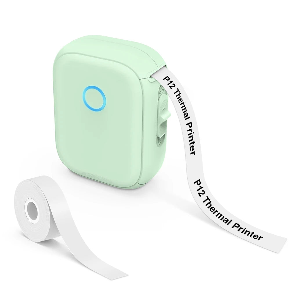 Mini impresora térmica Marklife P12 – Máquina etiquetadora portátil, impresora de pegatinas adhesivas con cinta de etiquetas continua, dispositivo de etiquetado de bolsillo Bluetooth para el hogar, la oficina y la organización