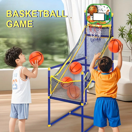 Juego de baloncesto Arcade – Juguete de doble uso para interiores y exteriores con bomba y pelotas, fácil de montar, regalo para niños y fiestas